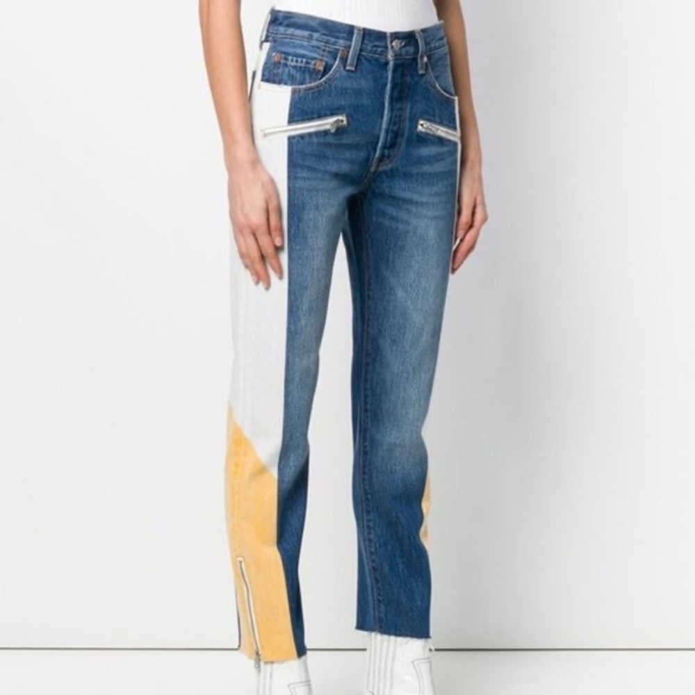 Levi’s 501 jeans yellow, white, zippers